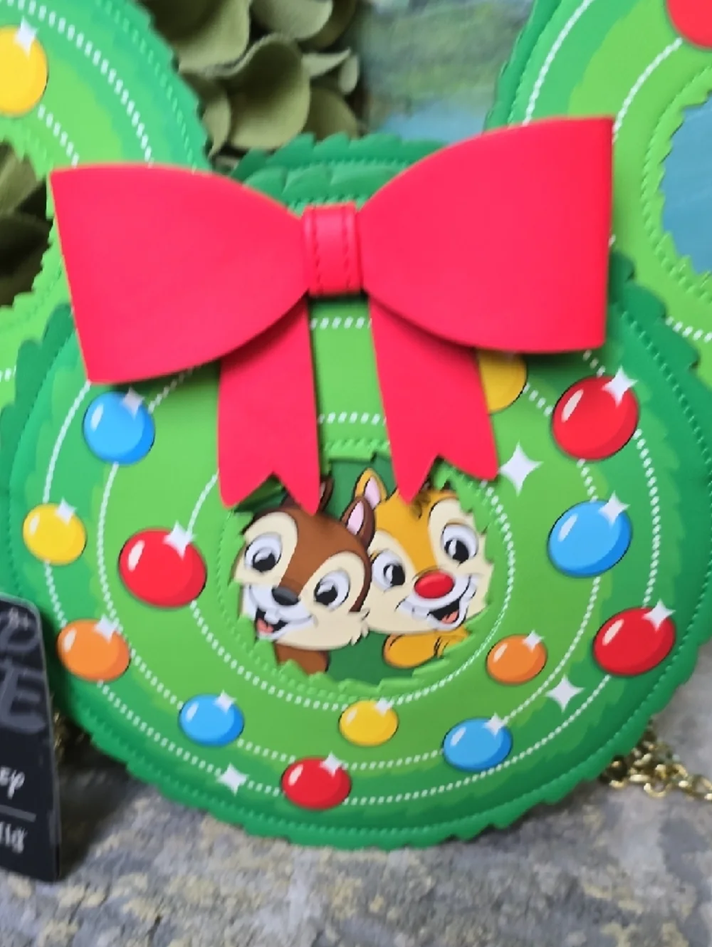 Loungefly X Disney Chip and Dale Figural Wreath Criss Body Bag